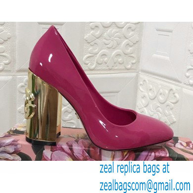 Dolce  &  Gabbana Heel 10.5cm Patent Leather Pumps Fuchsia with DG Karol Heel 2021